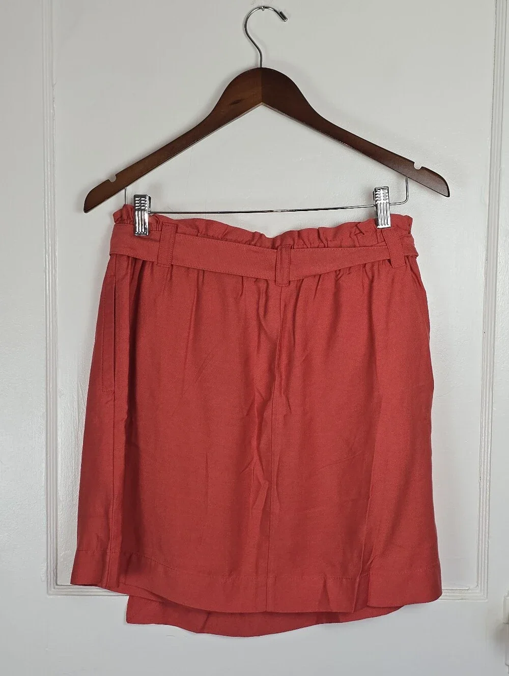 LOFT Red Orange Paper Bag Waist Belted Skirt NEW with Tag M